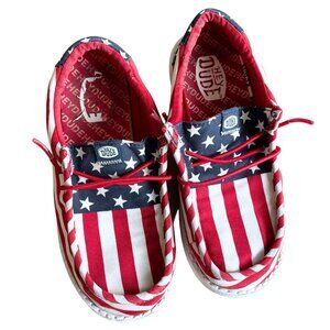 HEY DUDE Wally Americana Loafers, American Flag - Size 2
